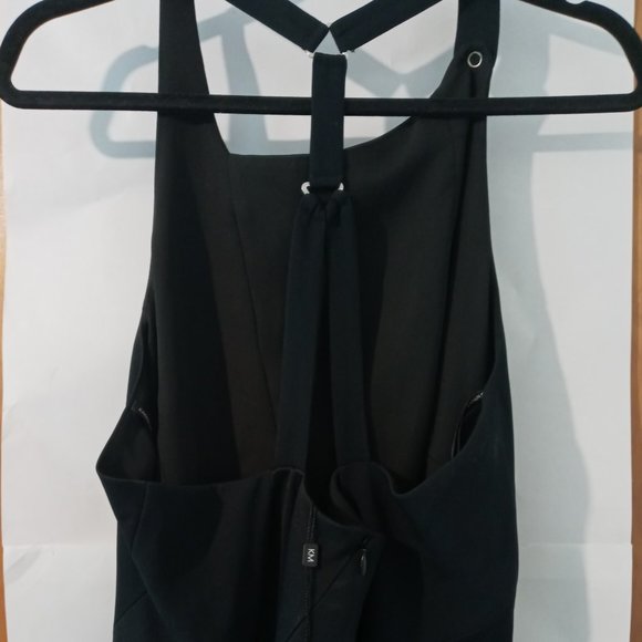 Karen Millen/ Size: 12,Black with Matte Black Satin Insets, Maxi Dress w/ Straps - Picture 2 of 3